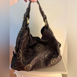 Isabella Fiore Leather Handbag Sunflower pattern
